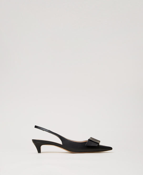 Sling back court shoes with bow