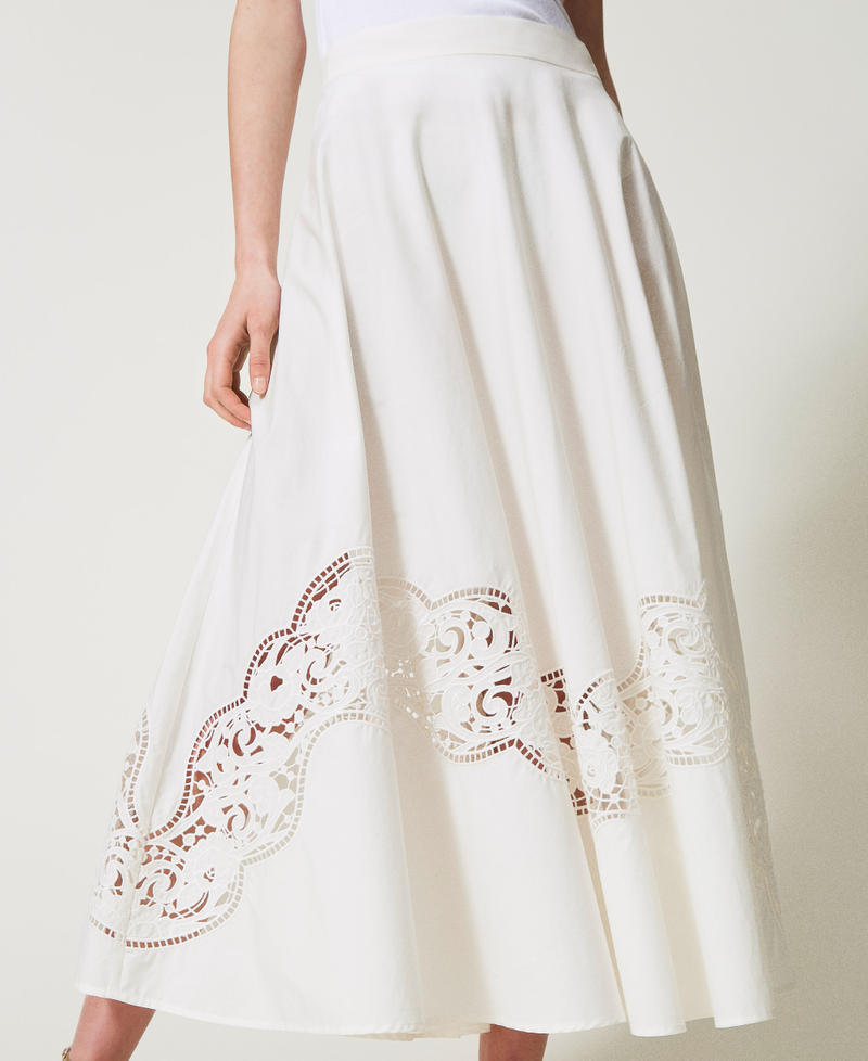 Long skirt in broderie anglaise poplin