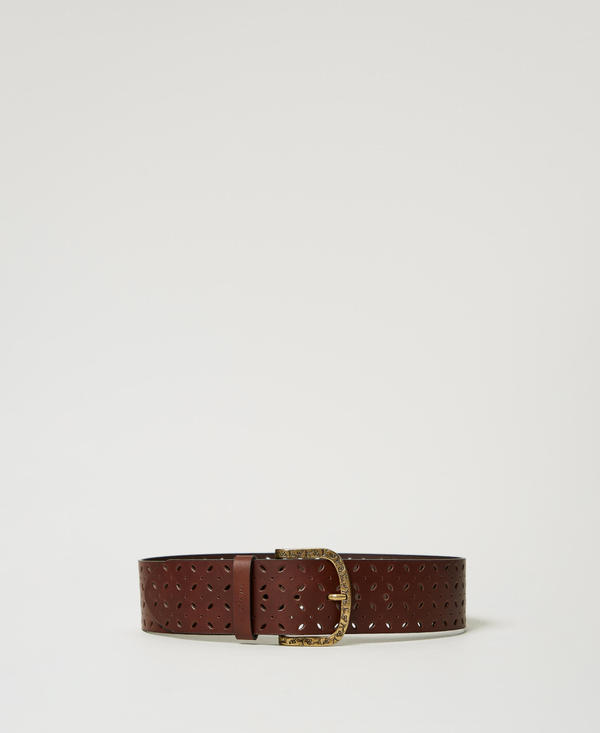Openwork leather belt