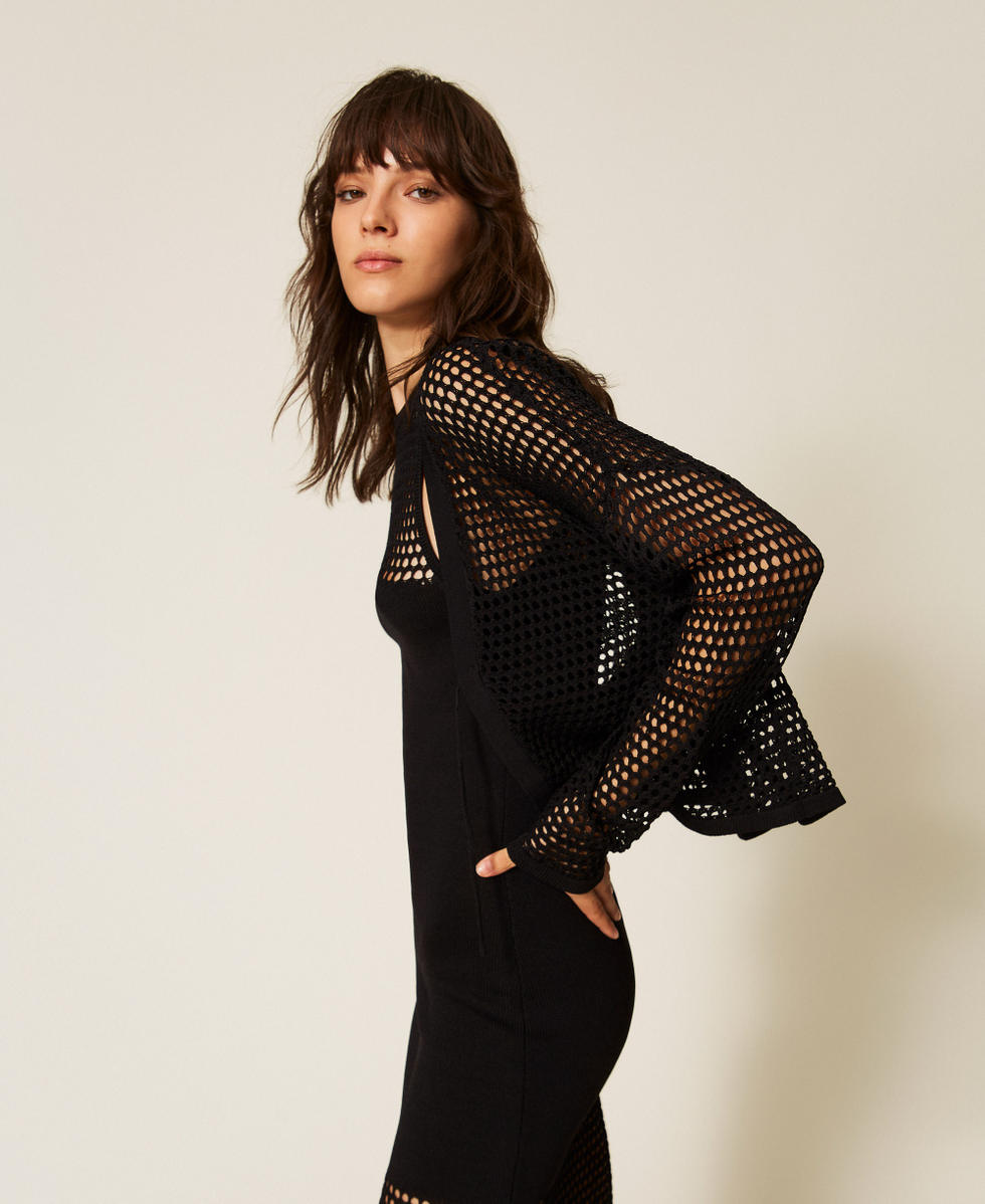 Mesh knit cardigan Black Woman 261AP3031_00006_01