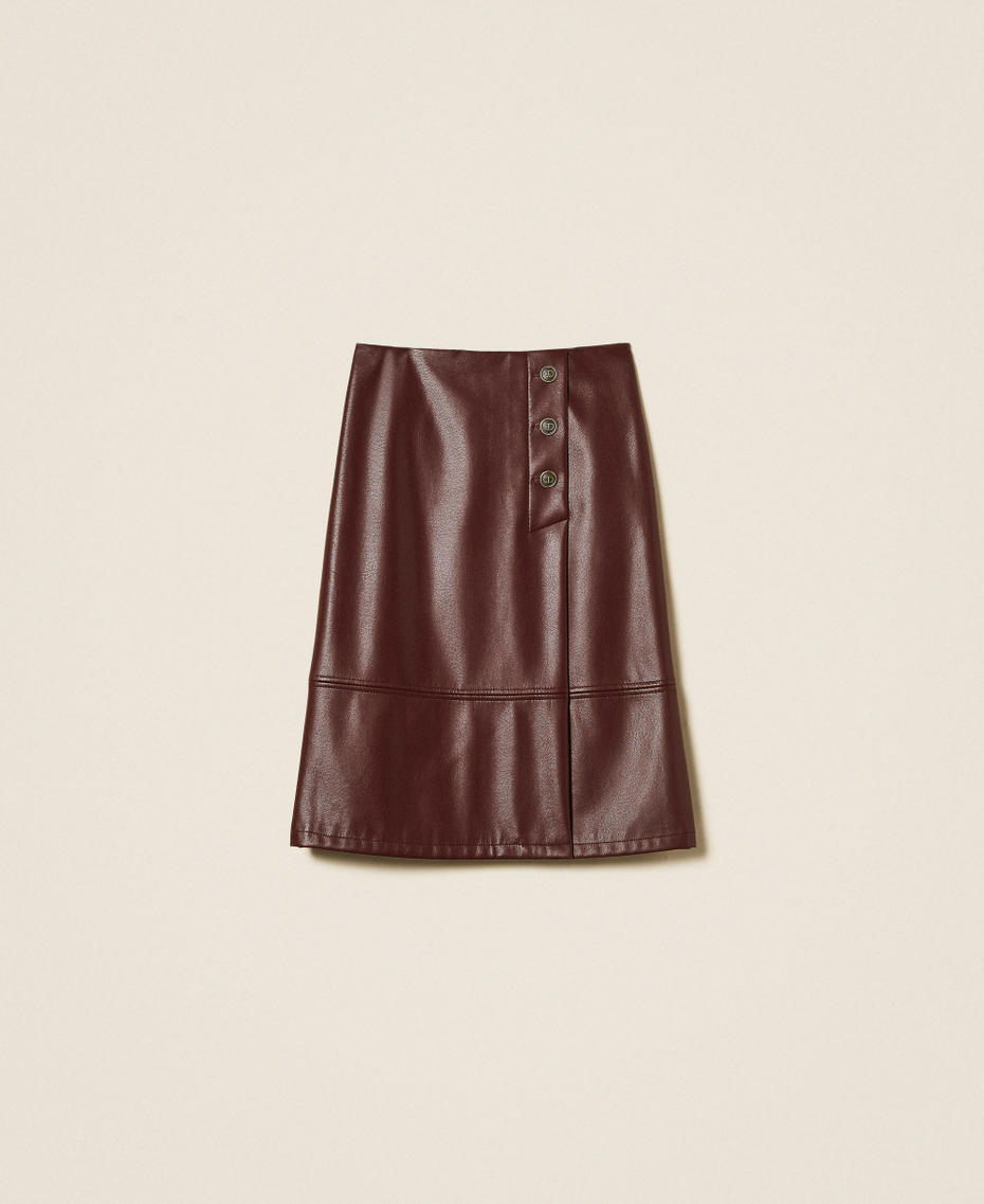 Faux leather midi skirt with buttons “Wine tasting” Purple Woman 252TP2233_05609_S0