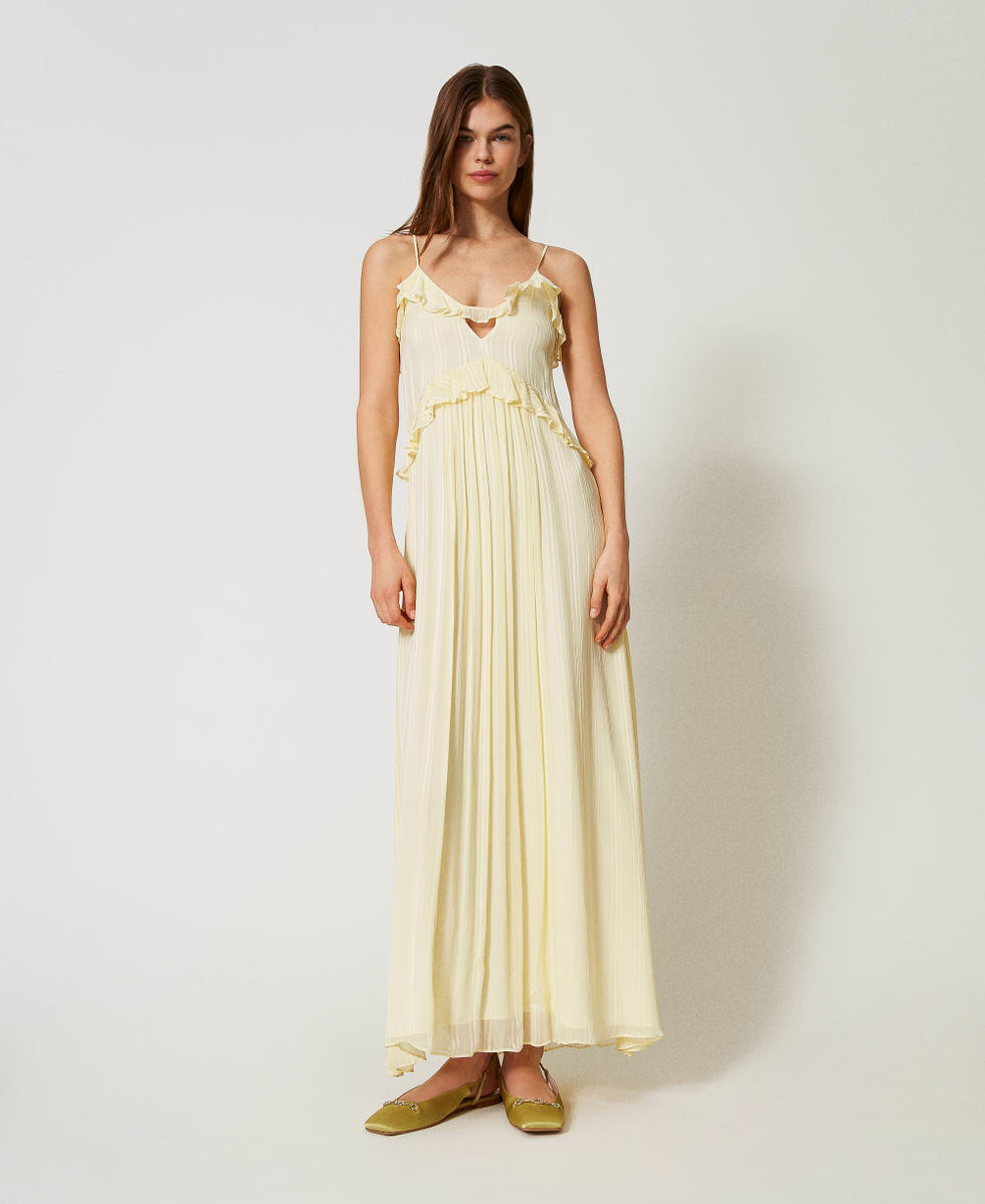 Georgette and satin midi dress Vanilla Woman 251TP2262_12143_01