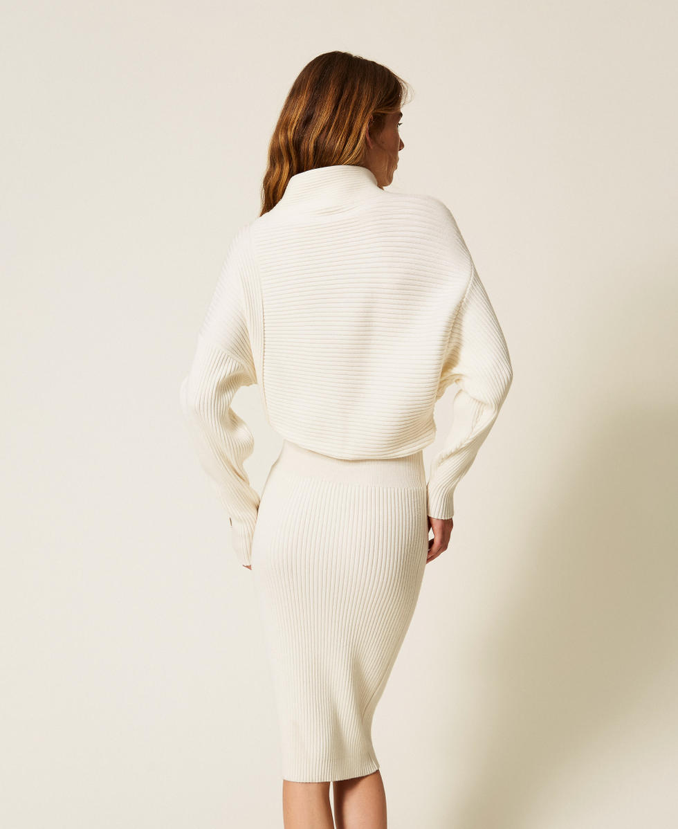 Robe midi en maille c&ocirc;tel&eacute;e Off White Femme 252LI3QAA_00526_03