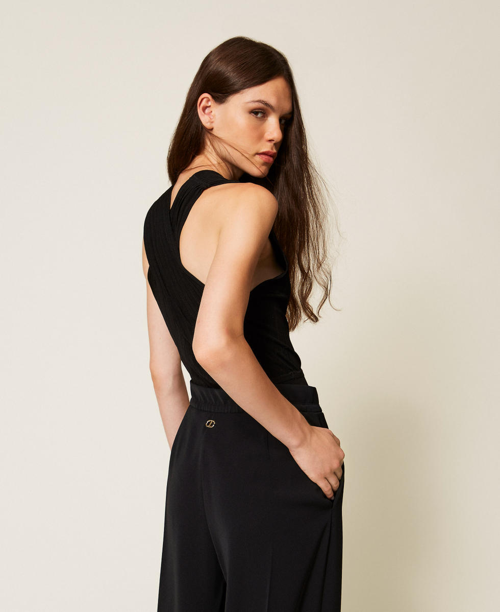 Knitted bodysuit with crossover Black Woman 252TP3161_00006_03