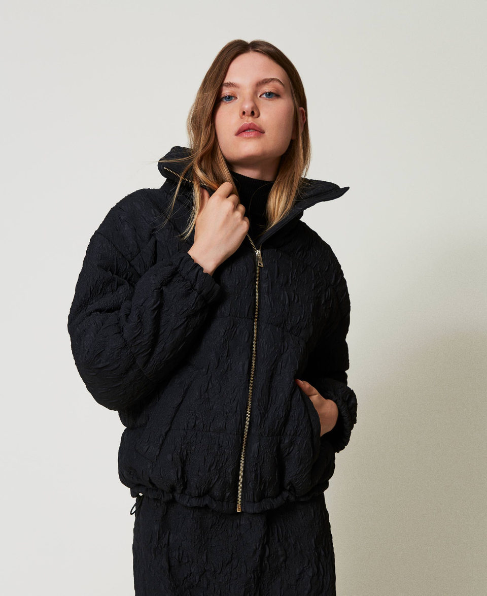 Embossed short puffer jacket Black Woman 242AT2023_00006_02