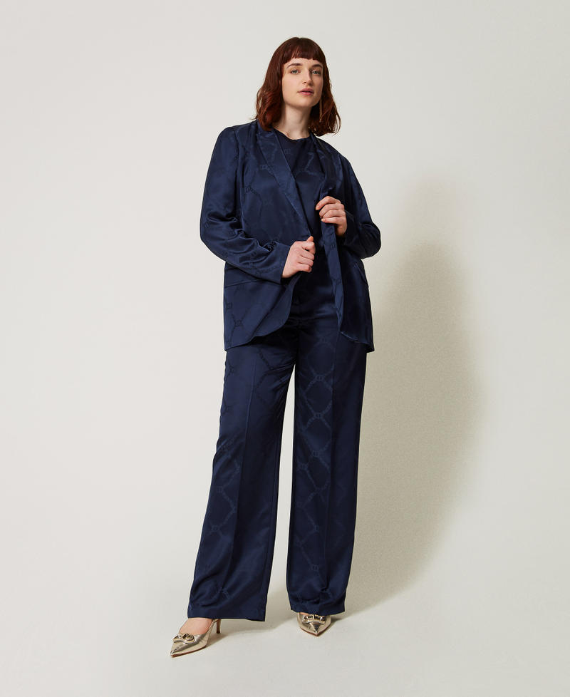 Trousers with jacquard Oval T Indigo Woman 251TP2011_00384_01
