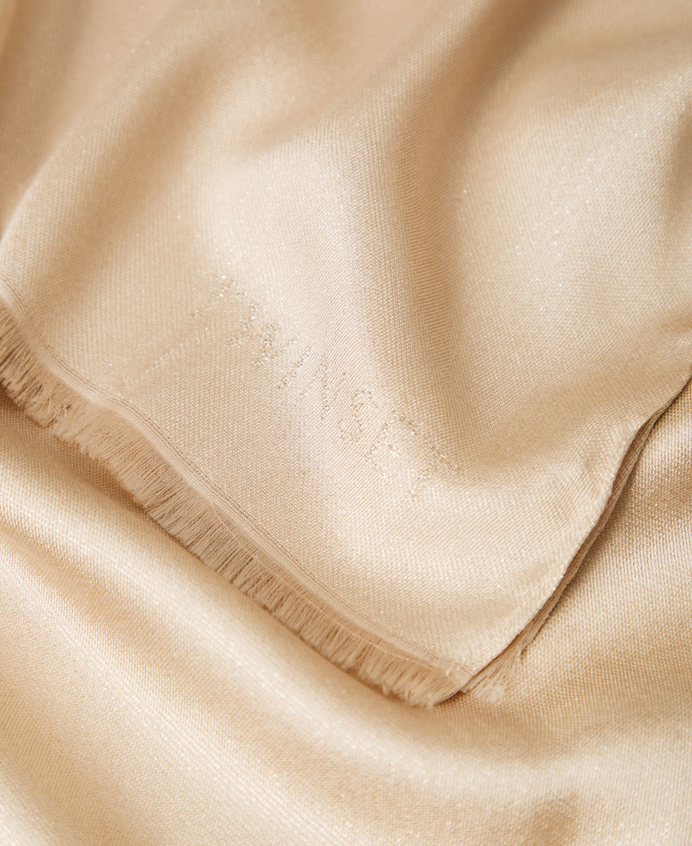 Stola mit Lurex und Jacquard-Logo "Parchment"-Beige Frau 261TA4330_07222_02
