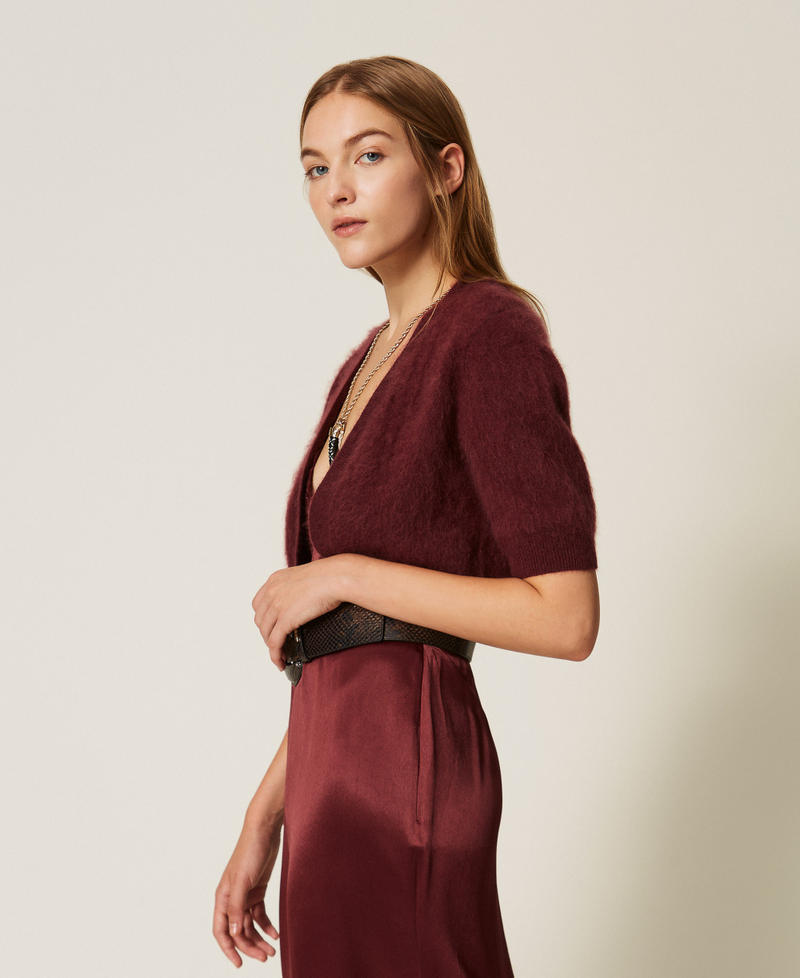 Brushed wool blend shrug Bordeaux Woman 262TT3022_00020_02