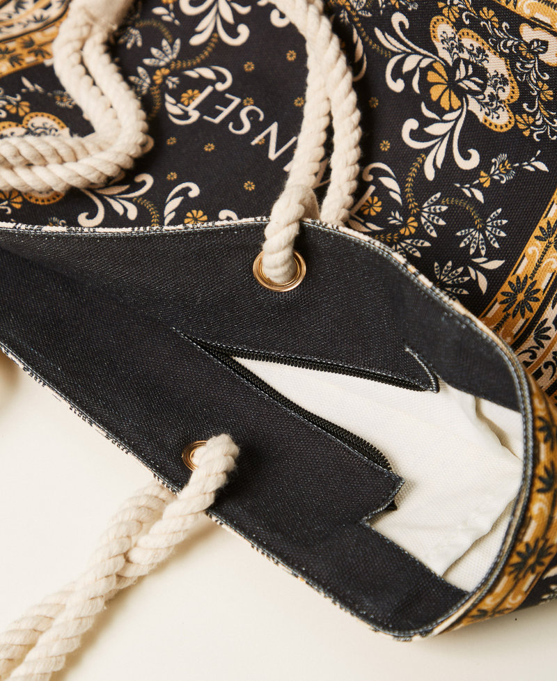 Shopper aus Canvas mit Print Print Foulard Schwarz Frau 261LB7BJJ_13225_04