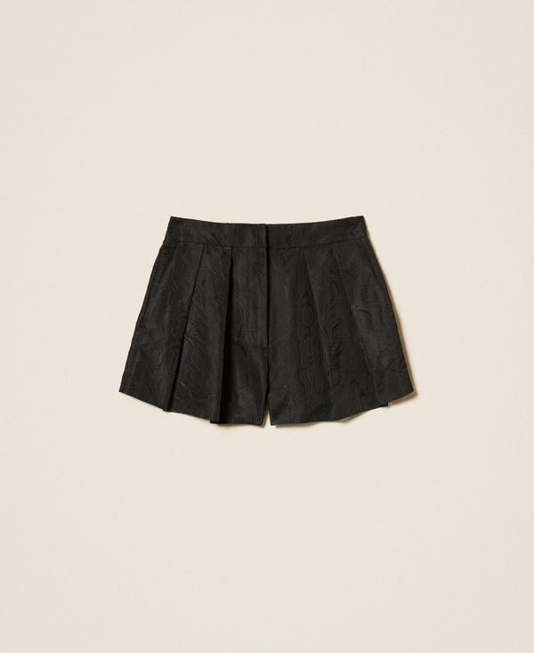 Moire shorts with pleats