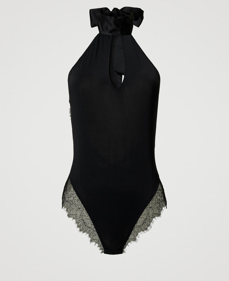 Body in charmeuse e pizzo Nero Donna 242LL6JZZ_00006_S0