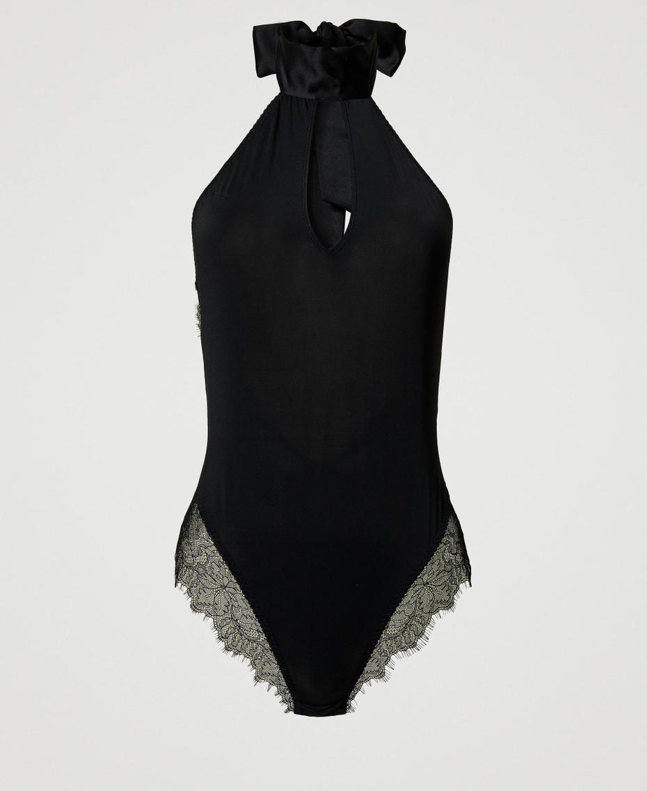 Body in charmeuse e pizzo Nero Donna 242LL6JZZ_00006_S0