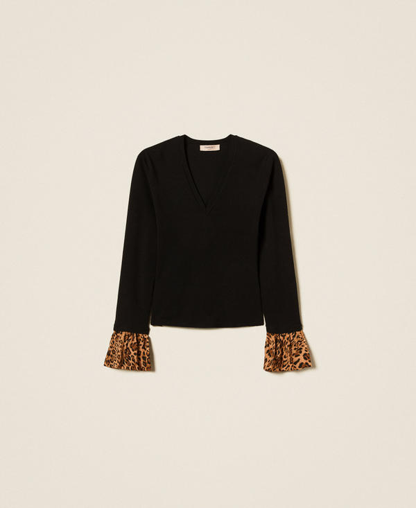 Jumper with animal print inserts