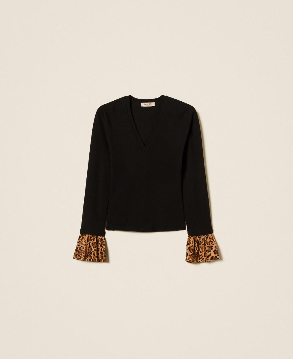 Jumper with animal print inserts