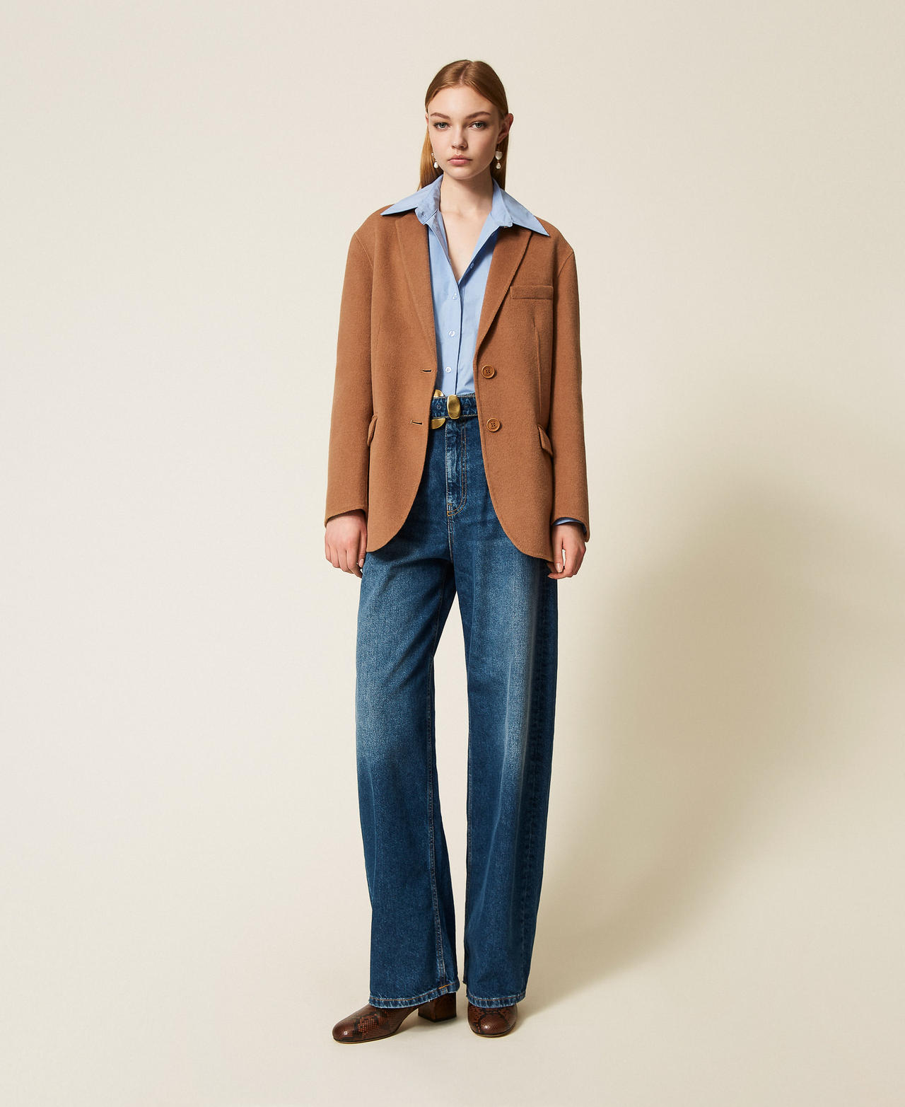 Doubled wool blazer Sandy Brown Woman 252TP2072_11754_01