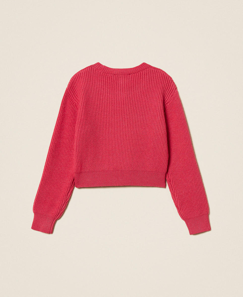 Mädchenpullover mit Sticklogo Rosa Candy Rose Mädchen 252GB3040_00338_S1