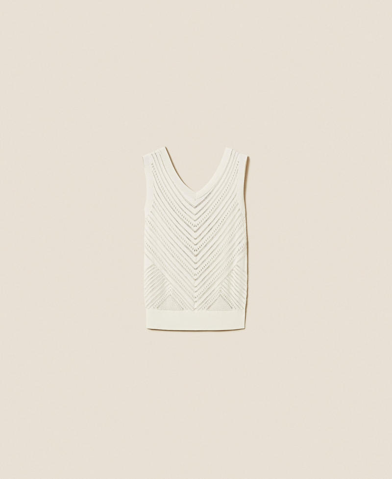 Chevron openwork knit top Off White Woman 261AT3041_00526_S0