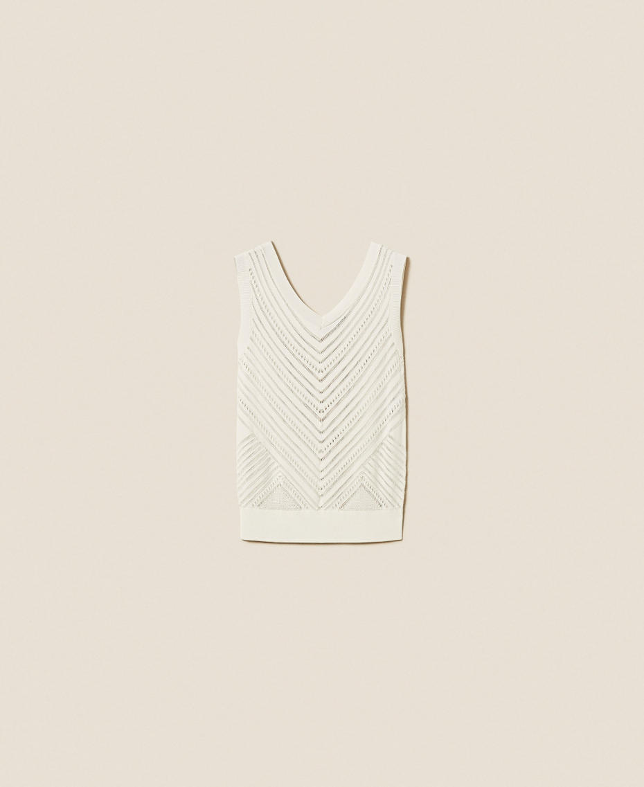 Chevron openwork knit top Off White Woman 261AT3041_00526_S0