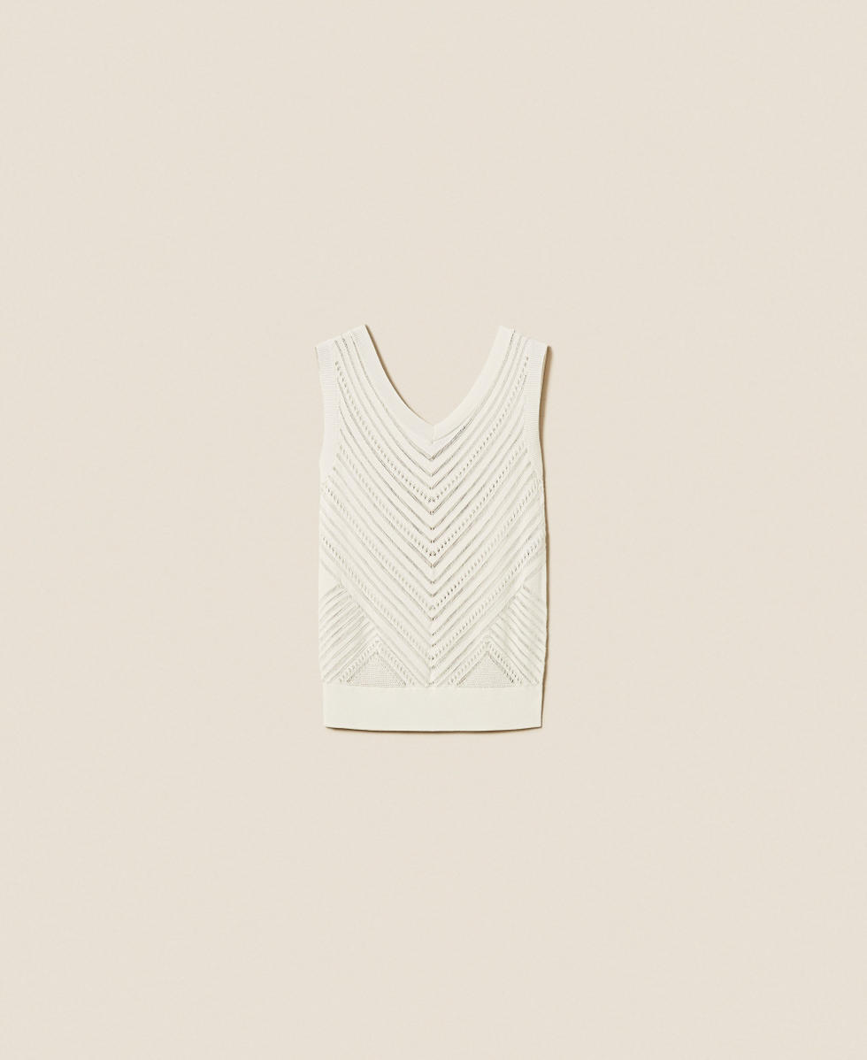 Top in maglia punzonata chevron