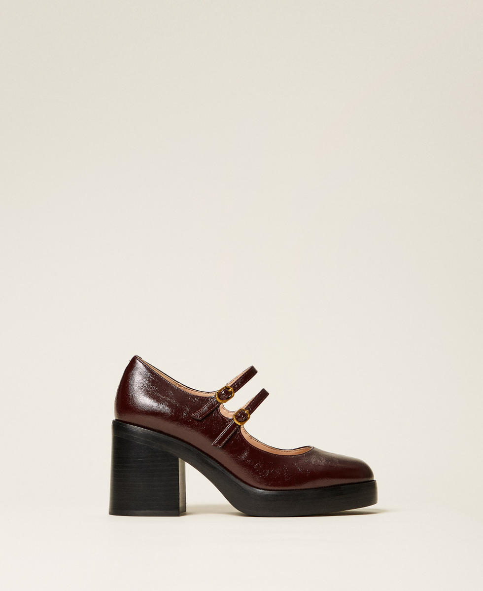 Mary Jane court shoes with straps Burgundy Red Woman 252TGT130_04218_01