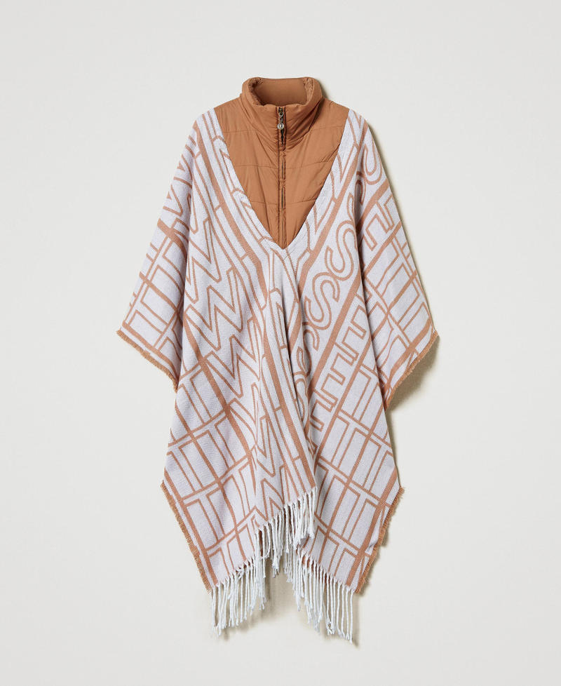 Jacquard poncho with logo Sandy Brown Woman 242TA4100_11754_S0