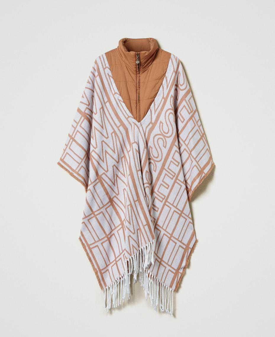 Jacquard poncho with logo Sandy Brown Woman 242TA4100_11754_S0