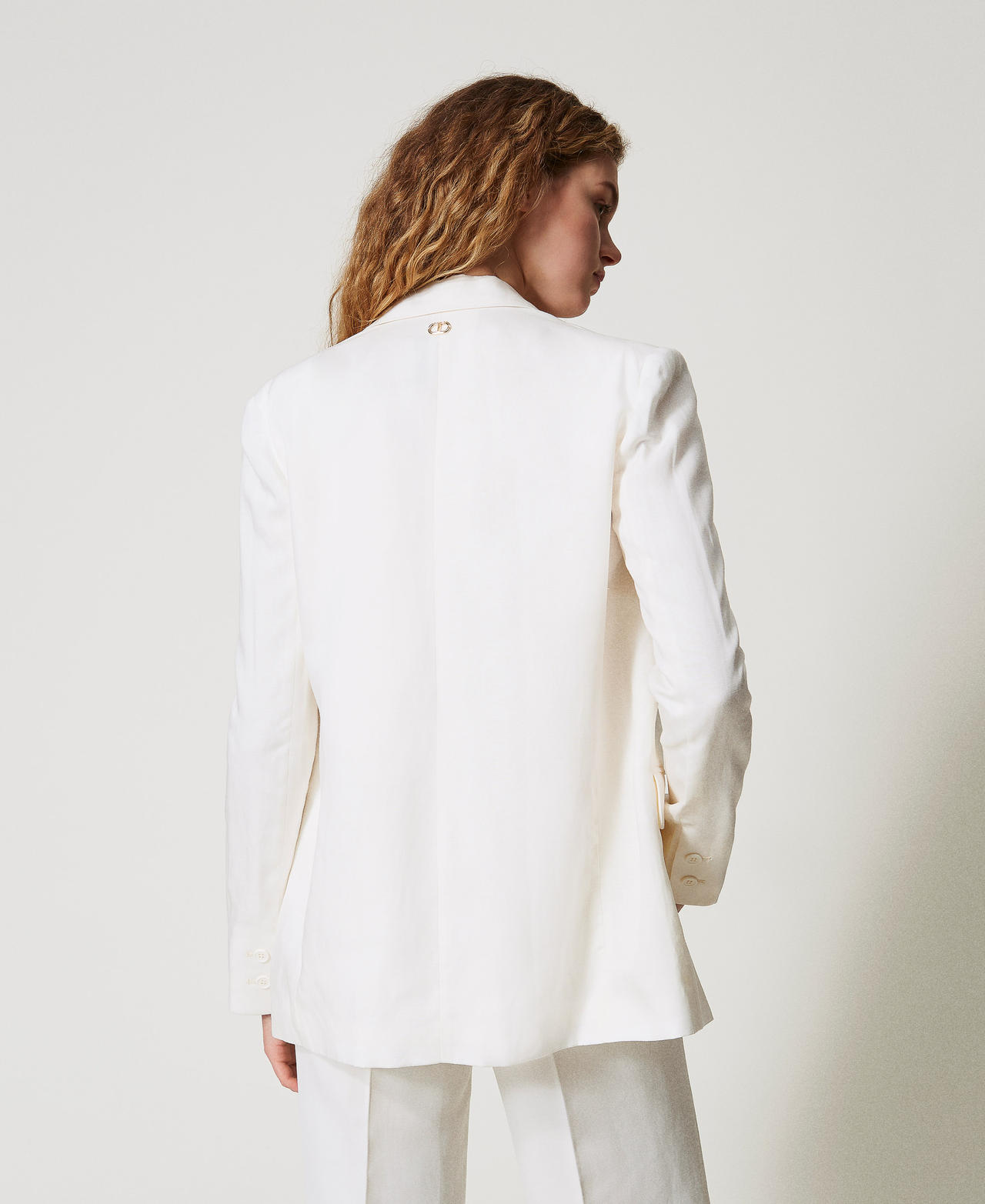 Linen-blend blazer White Snow Woman 251TT2073_00282_03
