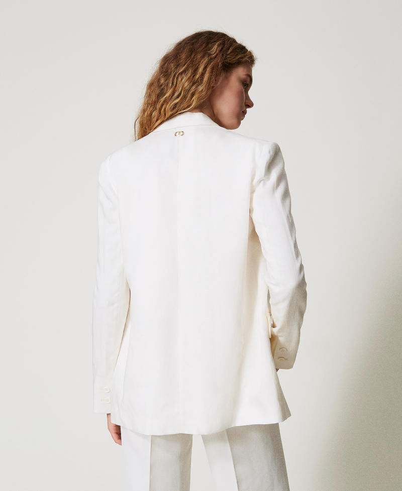 Linen-blend blazer White Snow Woman 251TT2073_00282_03