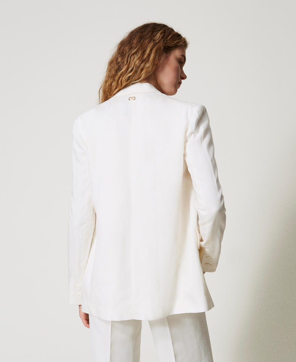 Linen-blend blazer White Snow Woman 251TT2073_00282_03