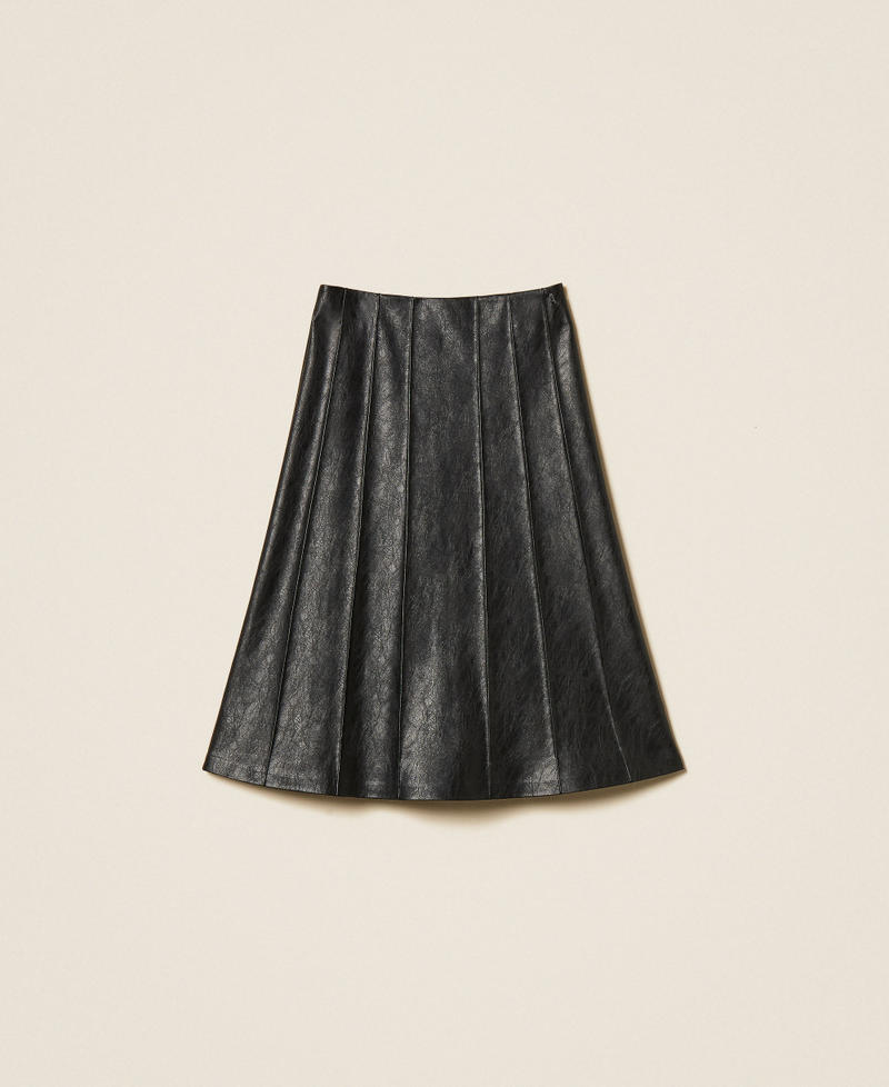 Faux leather midi skirt Black Woman 252AP2066_00006_S0