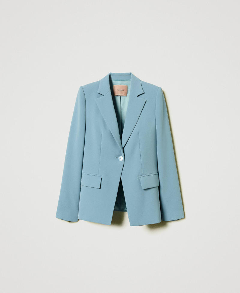 Fluid crêpe blazer Dusty Blue Woman 251TP2100_00485_0S