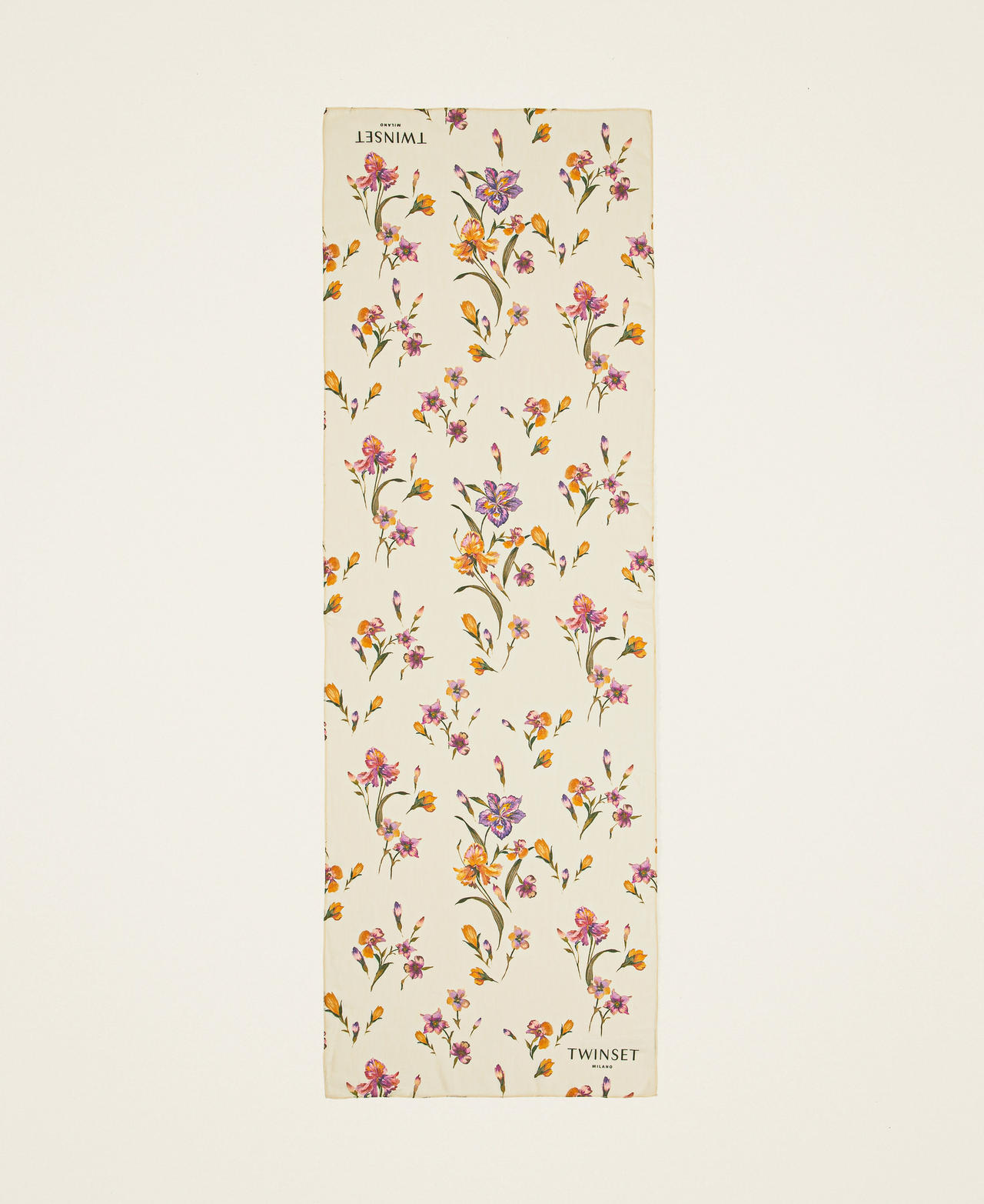 Stole with floral print Multicolour/Mother of Pearl Iris Print Woman 251TA4340_12329_05