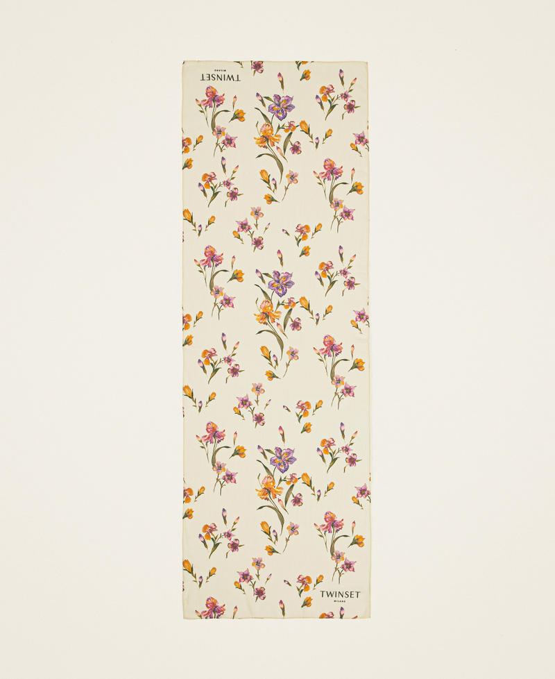 Stole with floral print Multicolour/Mother of Pearl Iris Print Woman 251TA4340_12329_05