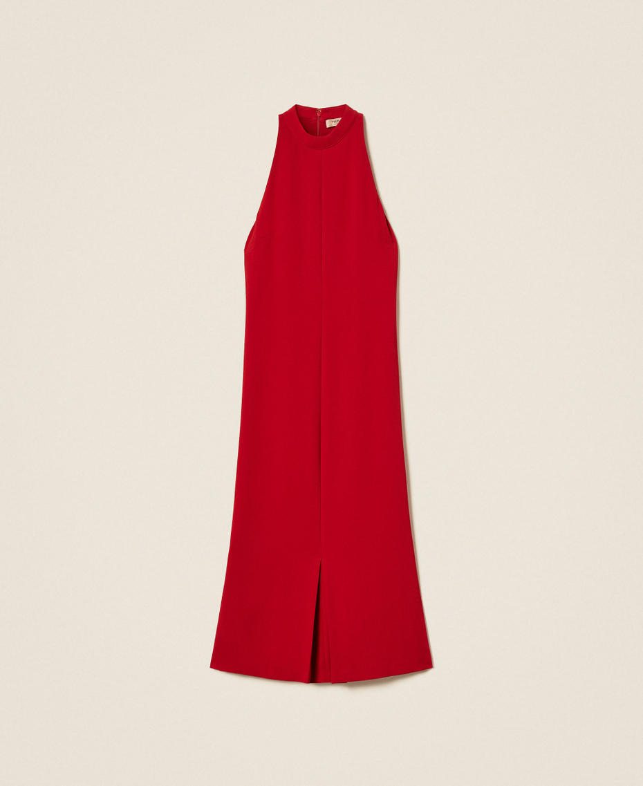 Langes Neckholder-Kleid aus Cr&ecirc;pe Bloody Mary Frau 262TT2260_13464_S0
