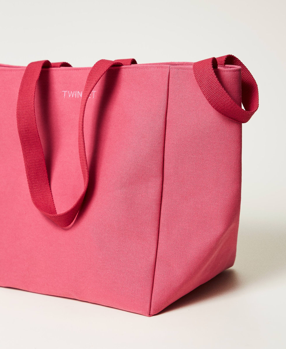 Canvas shopper bag Magenta Purple Woman 251LB7ACC_11736_02