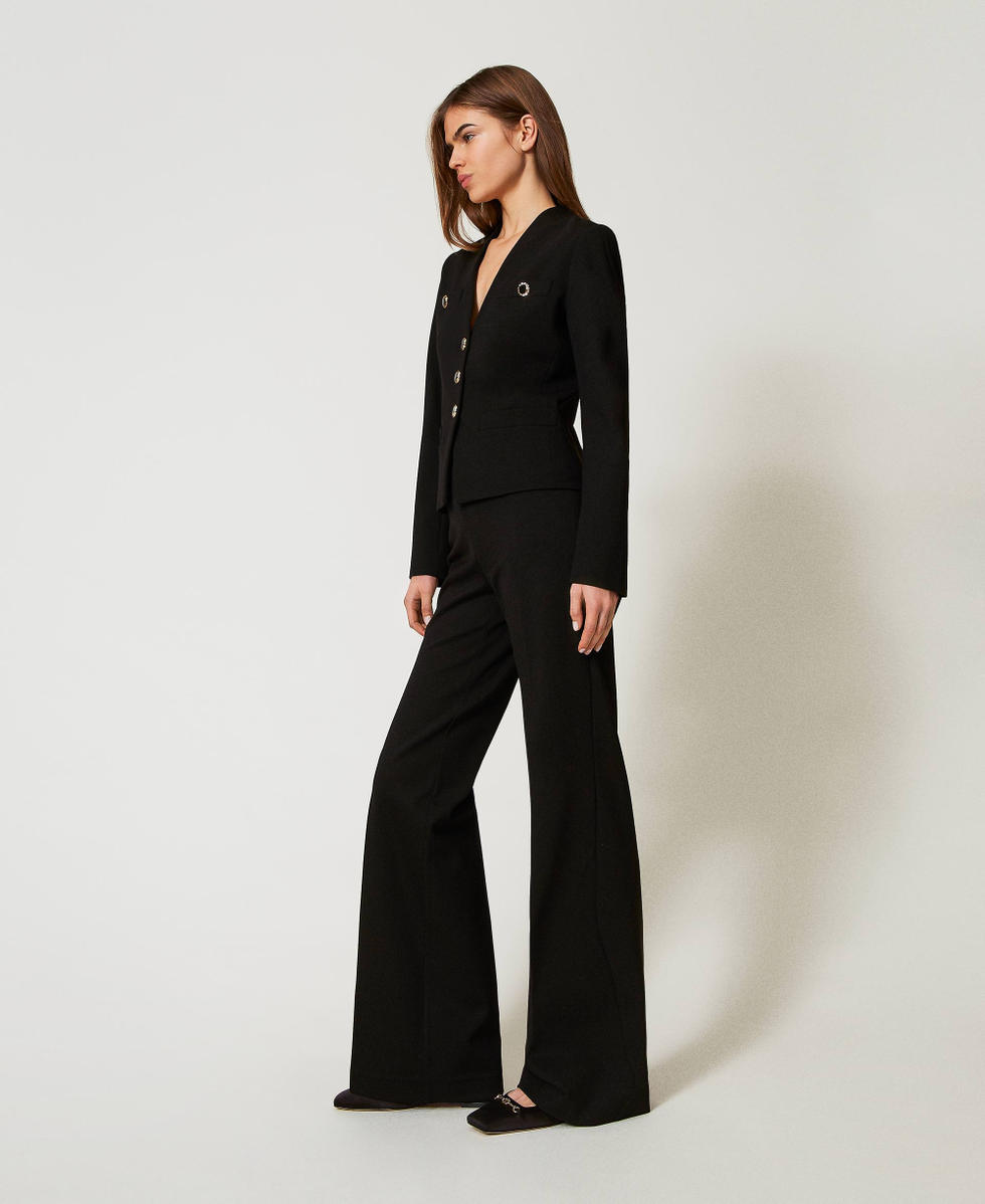 Wide-Leg-Hose mit Schmuckkn&ouml;pfen