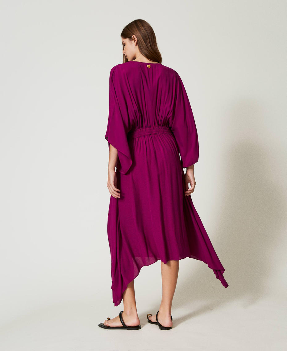 Midi dress with drawstring Magenta Purple Woman 251LB2SBB_11736_03