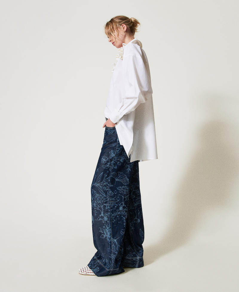 MYFO palazzo trousers in floral denim Denim Toile de Jouy Woman 251AQ2112_12433_02