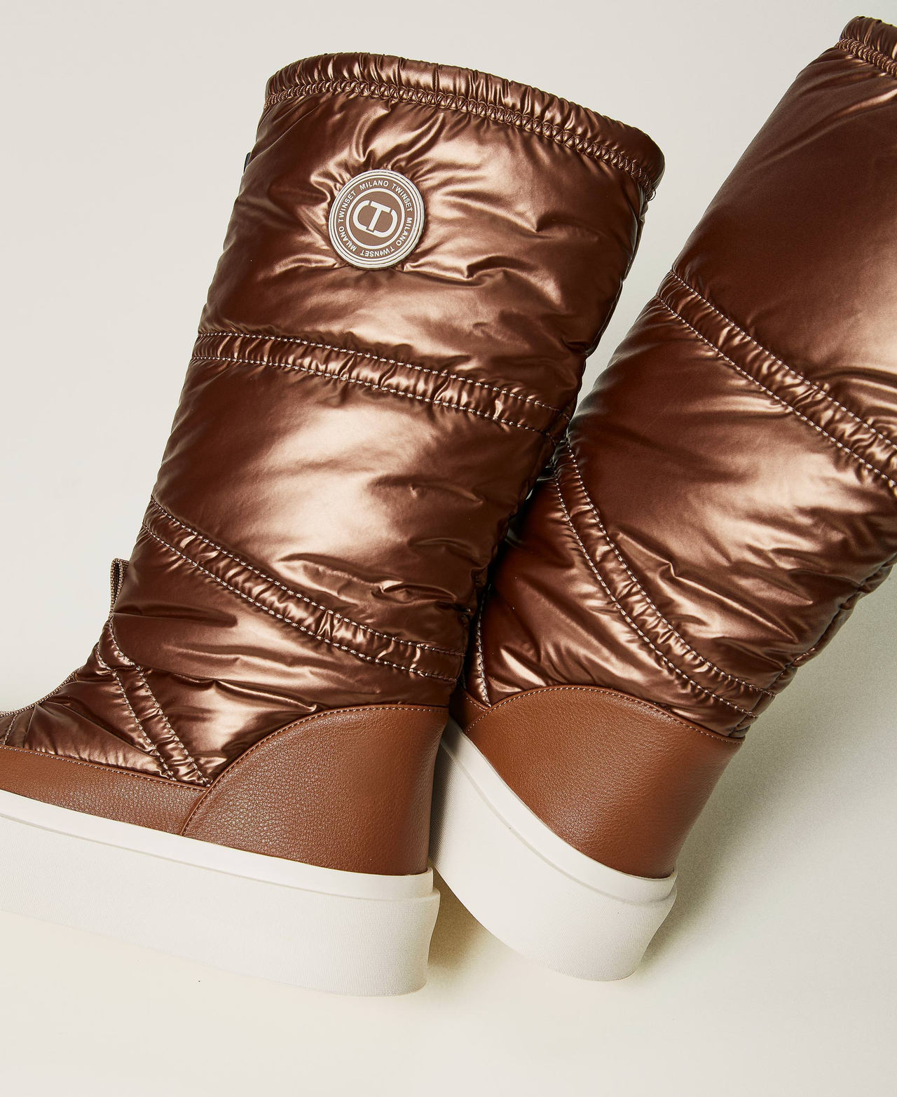 Padded boots with logo Dark Chocolate Brown Woman 242TGT200_00263_03