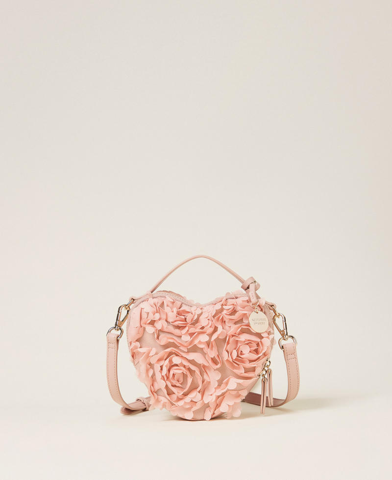 Heart-shaped shoulder bag with flowers Pink Dancer Woman 261AA7012_10021_01