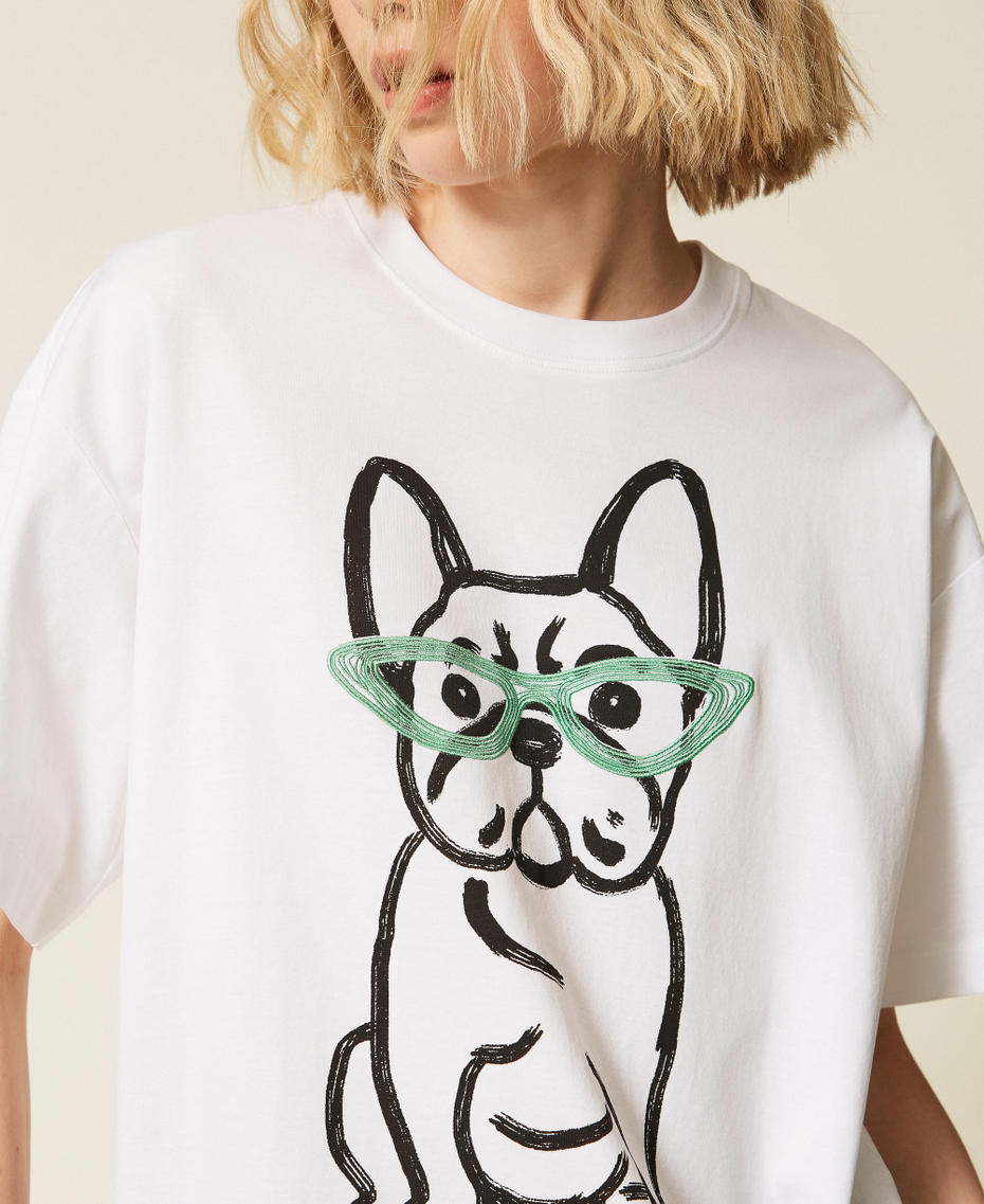 MYFO oversize T-shirt with print and embroidery Bulldog Papers Woman 261AQ2010_13569_04