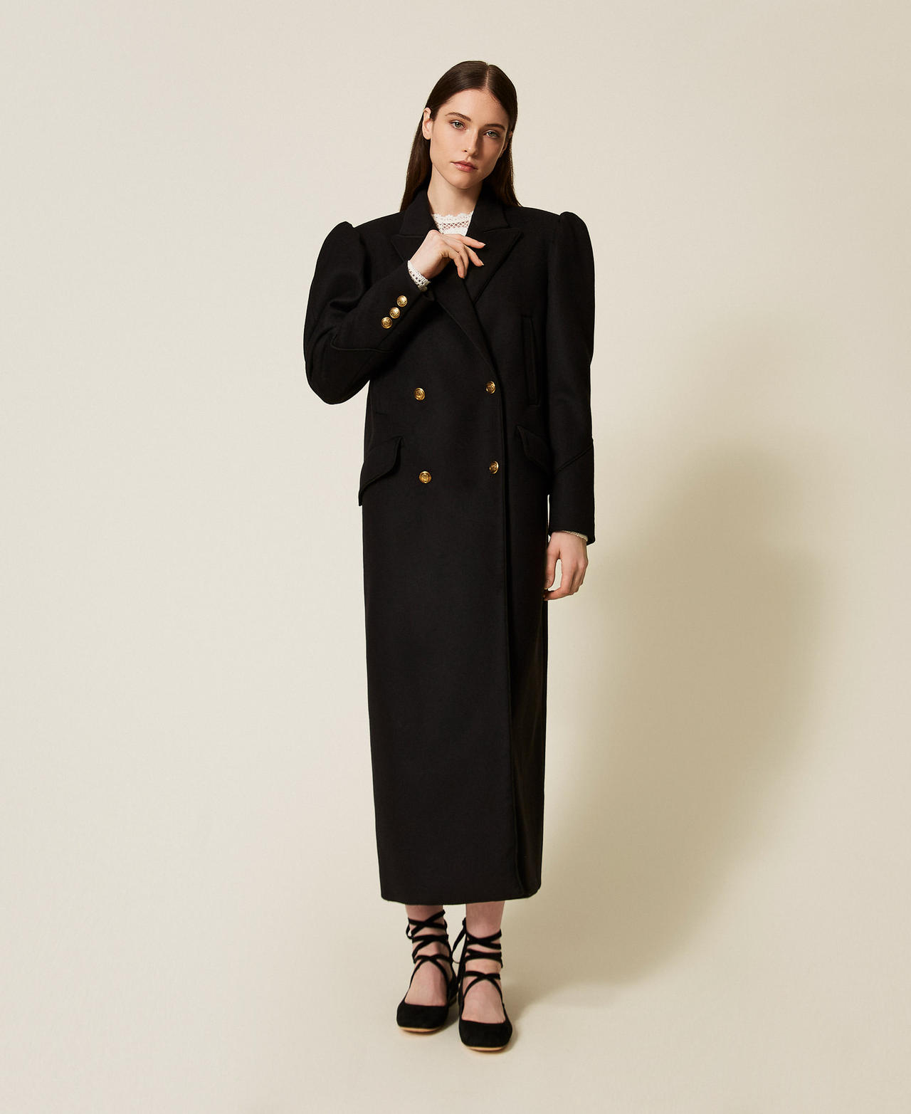 Wool cloth blend long coat Black Woman 252TS2310_00006_01