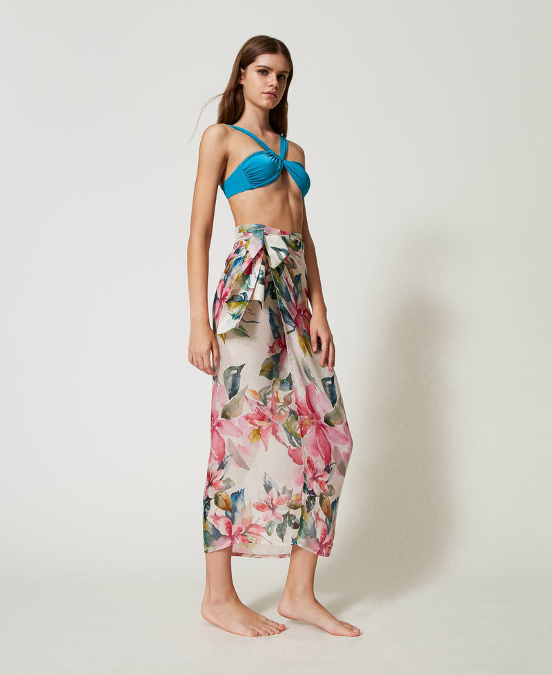 Парео с люрексом и принтом