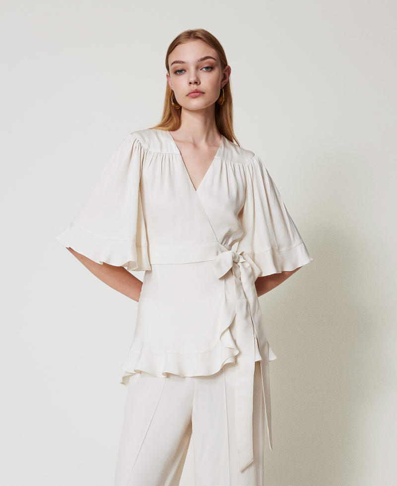Satin wrap blouse