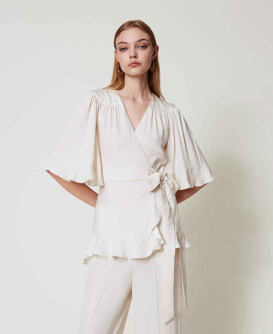 Satin wrap blouse
