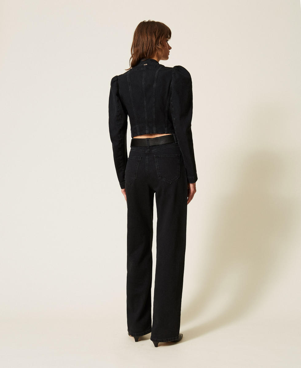 Wide-Leg-Jeans im Five-Pocket-Stil Denimschwarz Frau 262TP2521_01103_03
