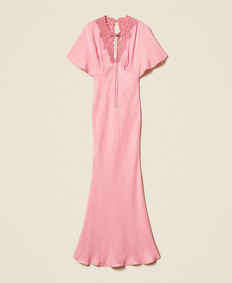 Abito lungo in envers satin con ricamo Cashmere Rose Donna 261TP212B_12631_S0