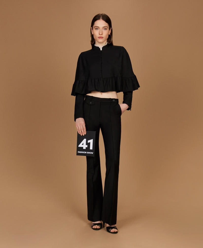 Wool blend cape jacket Black Woman 252TS2062_00006_PS