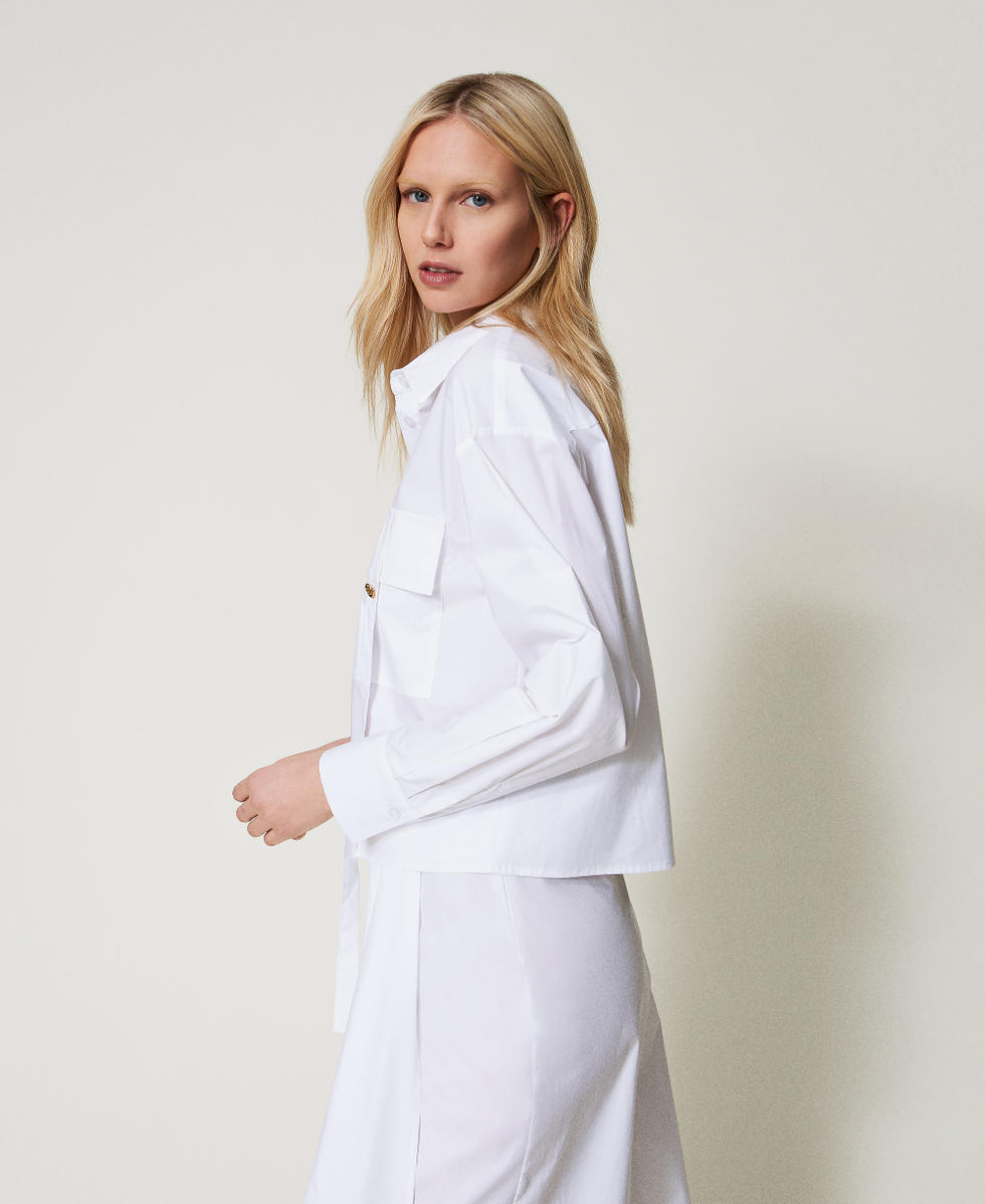 Camicia boxy in popeline Bianco Donna 251TF202A_00001_02