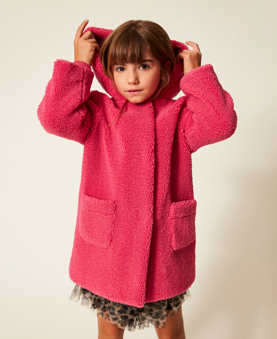 Manteau pour fille en peluche avec nœuds Rose Candy Rose Fille 252GB2100_00338_01